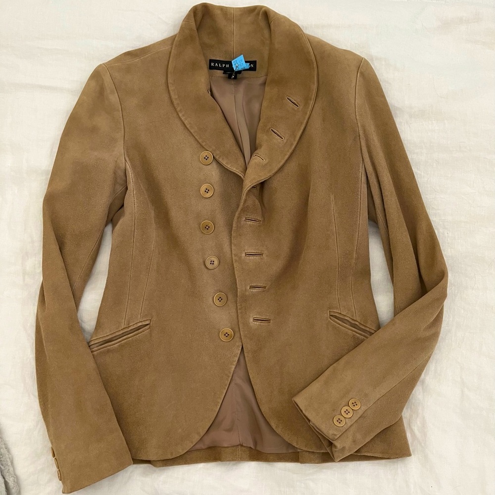 RALPH LAUREN camel suede jacket / blazer. Freshly Dry cleaned .